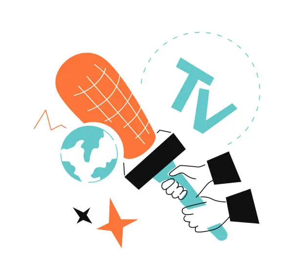 Vector illustration of Television and media - colorful flat design style illustration