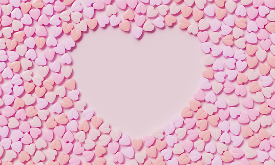 Pink Heart Pills on Pink Background. 3D Rendering