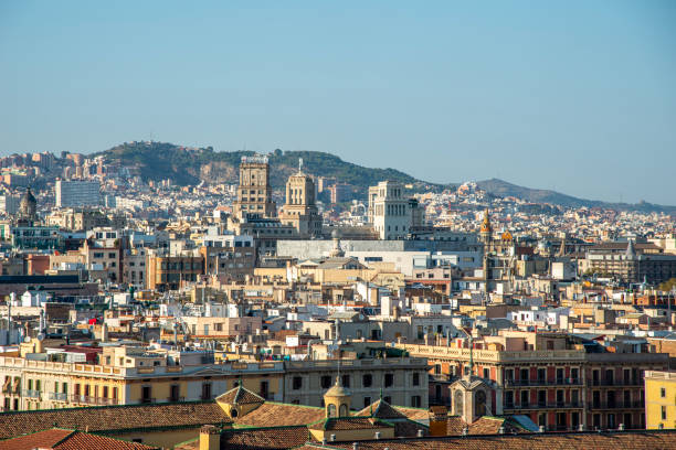 istock Barcelona panoramic cityscape at sunset. 1937365755