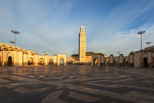 The square of Hassan II Mosque in Casablanca, Morocco