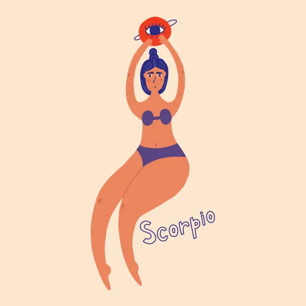 Vector illustration of Hand Drawn women zodiac sign scorpio