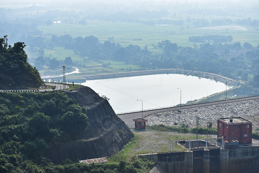 Sardar sarovar dam, Narmada district, Gujarat, india - Sep 21, 2019: Dam is overflow in monsoon time one of the biggest dam in india situated in Satpura mountain range supply water to many states of india throughout the year.