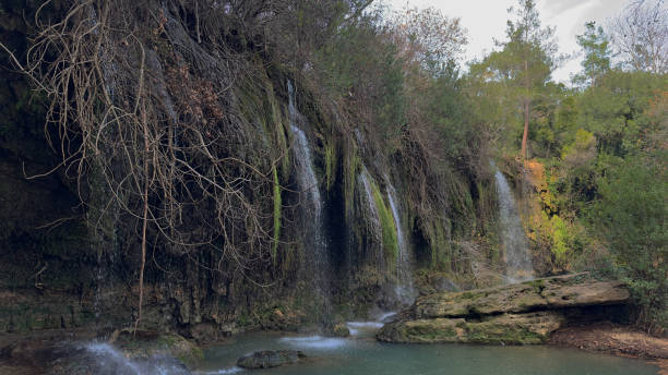 Waterfall Stock Photo One of the Waterfalls of Antalya Province, Kurşunlu and Düden Waterfalls kursunlu waterfall stock pictures, royalty-free photos & images