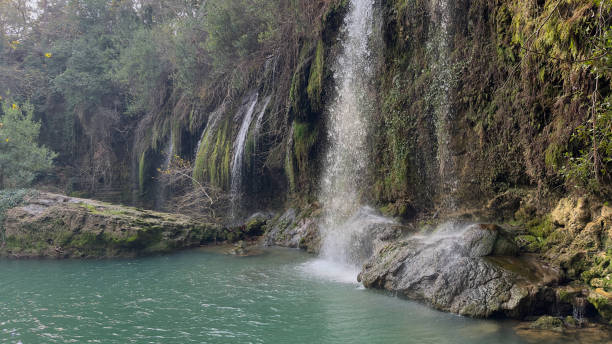 Waterfall Stock Photo One of the Waterfalls of Antalya Province, Kurşunlu and Düden Waterfalls kursunlu waterfall stock pictures, royalty-free photos & images