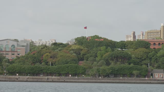 Fort San Domingo seen from Tamsui River, Taipei, Taiwan, Establishing Shot
