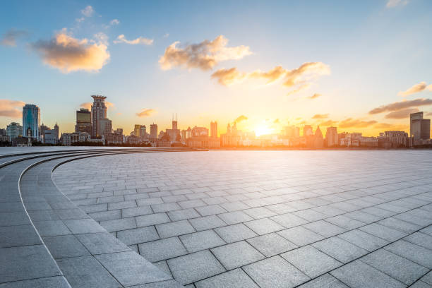 istock Empty square floor and city skyline in Shanghai 1937398554