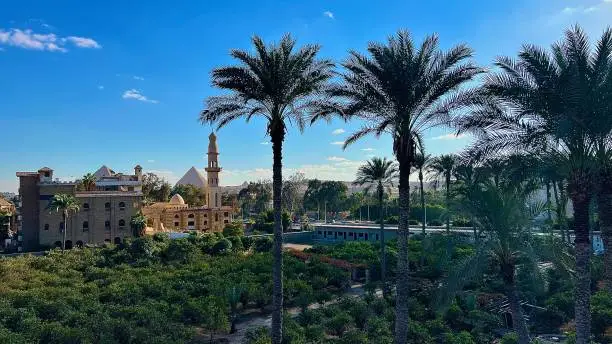 Nature , religion and history in one picture , Egypt ,Giza ,landscape.