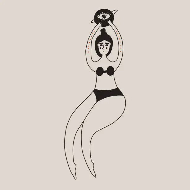Vector illustration of Folk zodiac sign scorpio with women