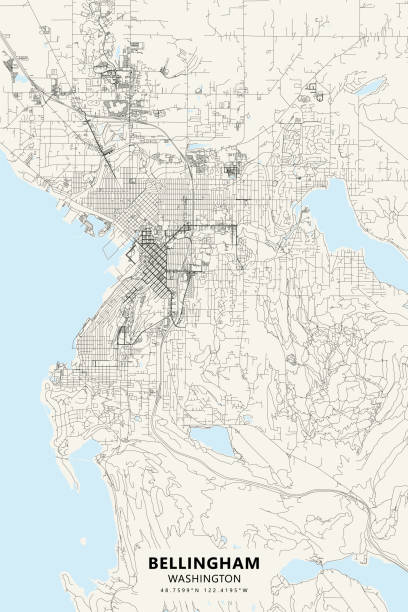 bellingham, washington, usa vector map - bellingham 幅插畫檔、美工圖案、卡通及圖標