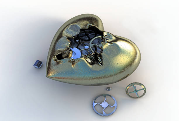 Mechanical broken heart, the concept of technology, artificial intelligence and feelings