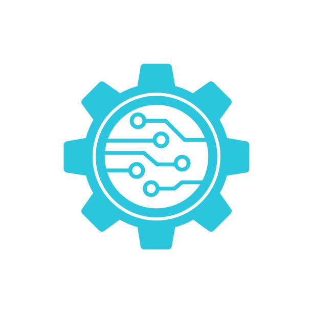 Digital technology gear icon. From blue icon set. vector art illustration