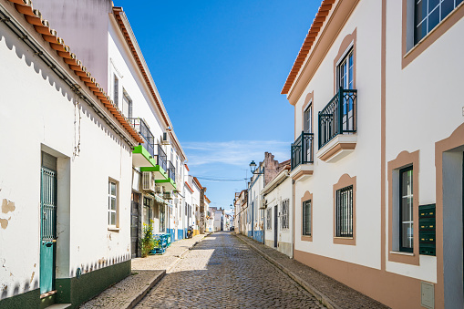 Cute street in Almodovar, traditional Alentejo region, Portugal
