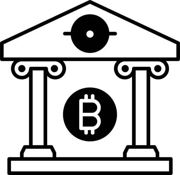 Vector illustration of Bank institution solid glyph vector illustration