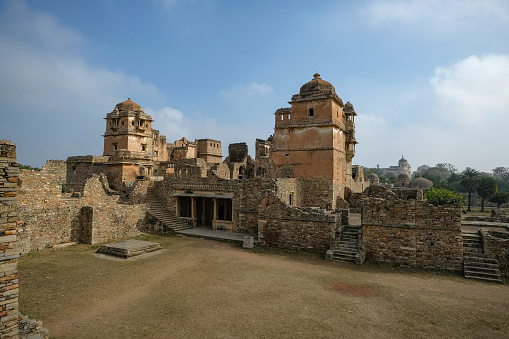 Chittorgarh, India - January 6, 2024: Kumbha Palace at Chittorgarh Fort in Chittorgarh, Rajasthan, India.