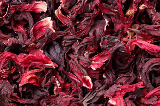 istock Dry hibiscus tea as background, top view 1937636201