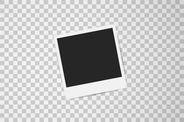 Realistic old photo frame isolated on transparent background. Vntage polaroid card Vector illustration Realistic old photo frame isolated on transparent background. Vntage polaroid card Vector illustration. camera covers pictures stock illustrations