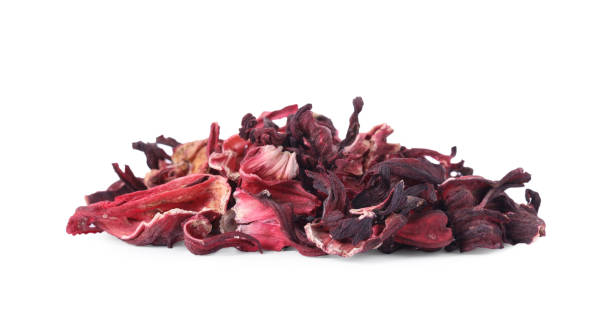 istock Pile of dry hibiscus tea isolated on white 1937643599