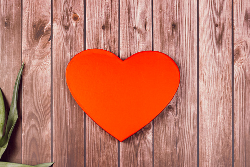 red heart on wooden background, valentine's day, red heart symbol of love