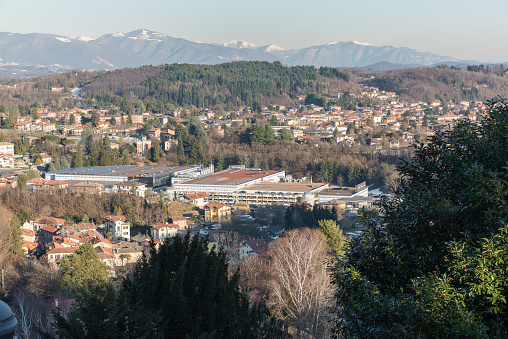 Varese, Italy – February 4, 2019:  Lindt & Sprungli, known as Lindt is a Swiss chocolatier and confectionery company, one of the largest Swiss chocolate manufacturers with factories in different countries. In the center of the photo the Italian factory in Induno Olona