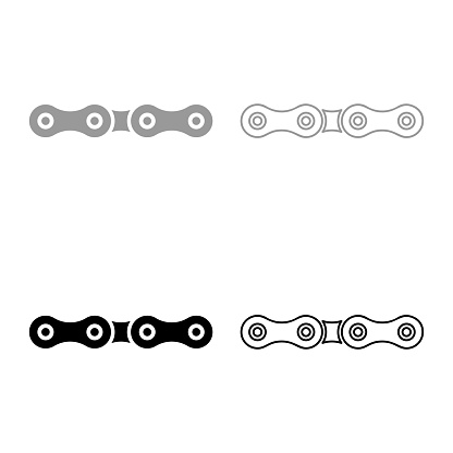 Chain bicycle link bike motorcycle two element set icon grey black color vector illustration image simple solid fill outline contour line thin flat style