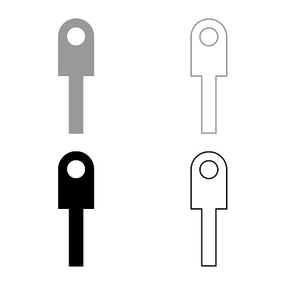 Cable lug electrical contact and wire club connector bolt connection crimp terminal set icon grey black color vector illustration image simple solid fill outline contour line thin flat style