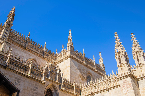 Spires of the Granada Cathedral, built in the early 16th century over the Nasrid Great Mosque