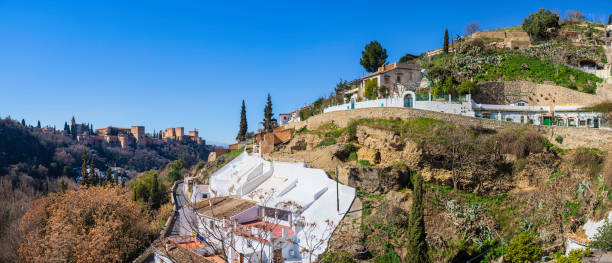 The Alhambra of Granada as seen from the neighborhood of Sacromonte. The palace is the most famous landmark of the city and a monument of the Islamic architecture in the world. (6 shots stitched)