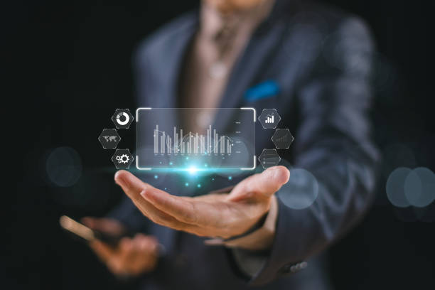 istock Business graph financial report technology. Businessman or Business Analytics and Data Management System on virtual screen. Money budget accounting plan concept. Computer strategy finance marketing 1937741614
