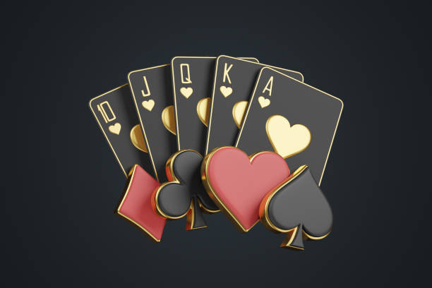 istock Playing cards with aces cards symbols on a black background 1937748387