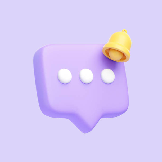 istock Purple speech bubble with bell icon isolated on purple background 1937752287