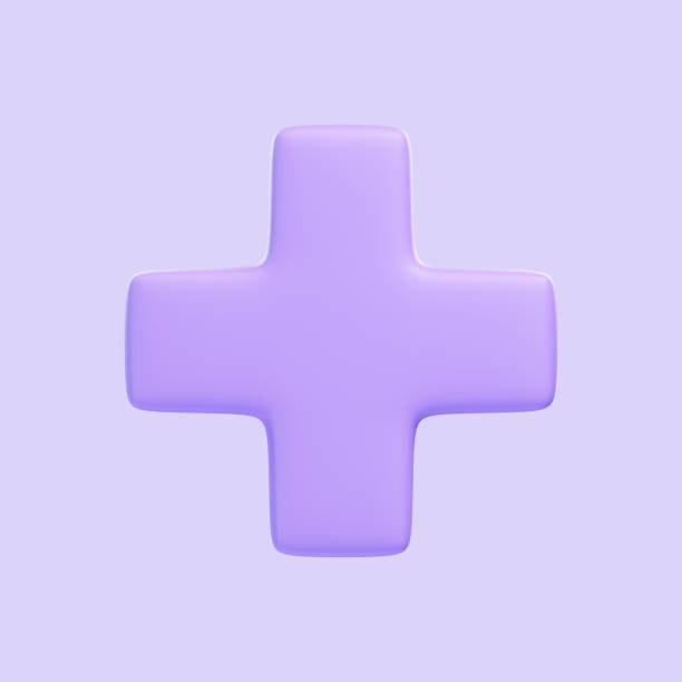 Purple plus sign isolated on purple background
