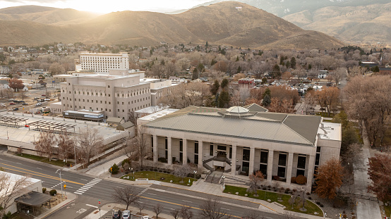 Aerial photo of the Nevada State Supreme Court in Carson City, Nevada.