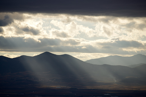 Silhouette of hills in the province of Zaragoza, Aragon in Spain