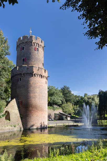 Remains of medieval city walls and powder tower in Kronenburgerpark in Nijmegen Gelderland The Netherlands