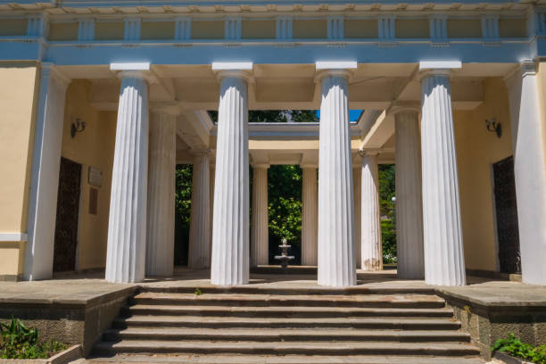 istock Cathedral columns on white church, old monument 1937815961