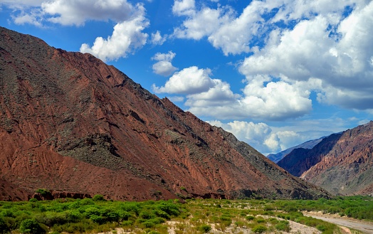 Cafayate, Argentina, November 8, 2019: View of the Argentinian Andes in the valley Quebrada de las Conchas.
