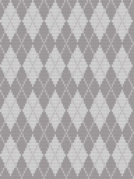 Vector illustration of Argyle gray print. Seamless knitted pattern with rhombuses