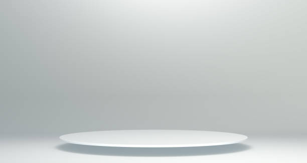 istock White Thin Circle Shaped Podium With Shadow for Product Concept on a Soft Gray Studio Background . Minimal Concept. 1937843316