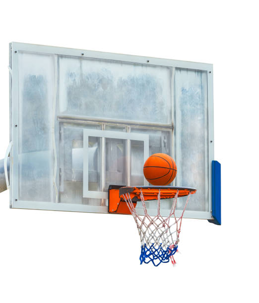istock basketball hoop with ball  on white background 1937885253