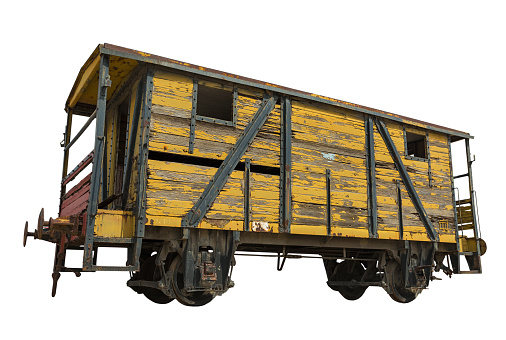 old wooden wagon isolated on white background