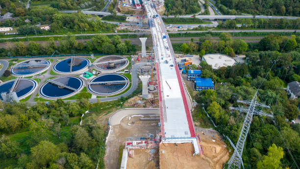 istock Construction site of a highway bridge. Aerial view 1937901613