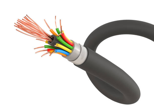 istock Cable with copper fibers on a white isolated background 1937945560