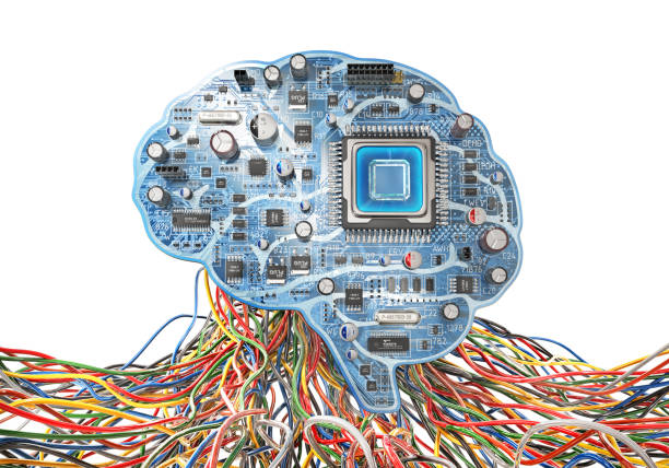 istock Digital brain. Electronic print board in form of human brain with computer chip. 3d illustration 1937947622