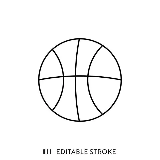 Vector illustration of Basketball Line Icon Design with Editable Stroke. Suitable for Infographics, Web Pages, Mobile Apps, UI, UX, and GUI design.