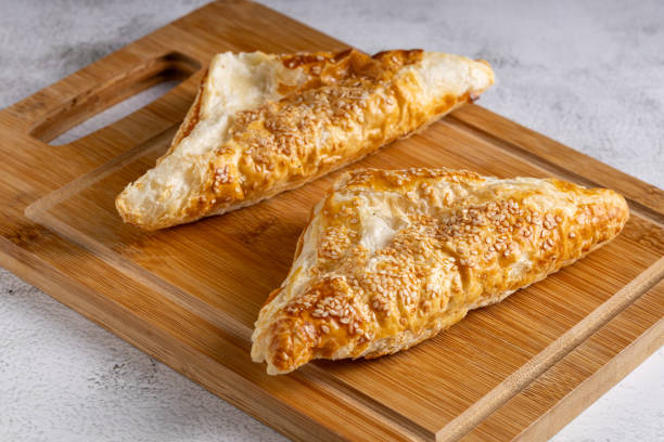 istock Chicken puff pastry. Baked puff pastry stuffed with chicken. 1937978842