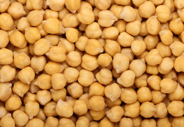 cooked soaked chickpea beans close up background - cieciorki zdjęcia i obrazy z banku zdjęć