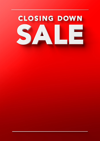 Closing down sale poster background with a large area below the main headline to add pricing and special offers.