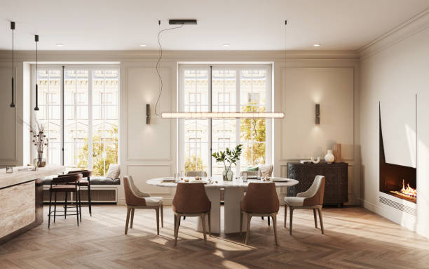 istock 3D rendering of a dining area in brightly lit kitchen 1938106037