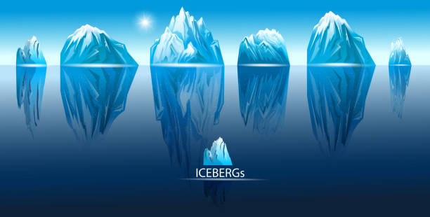 Set di illustrazioni vettoriali di iceberg galleggianti, - illustrazione arte vettoriale