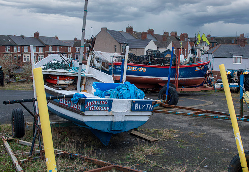 The fleet is in on dry land in Cullercoats, Tyne and Wear, England